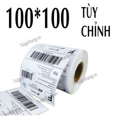 Giấy in mã vạch thường 100x100 cuộn 50m 1tem/ hàng